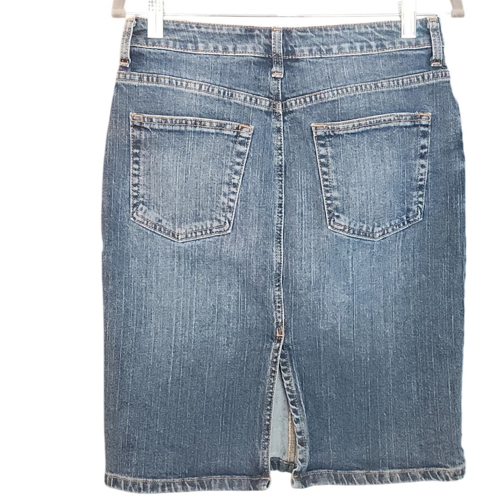 GARNET HILL Stretch Denim Pencil Skirt Size 6 Medium Wash Blue $98 - Picture 3 of 5
